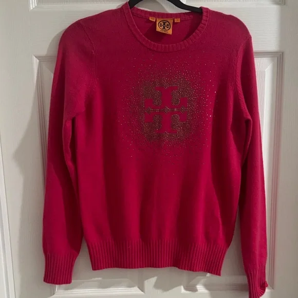 Tory Burch Vibrant Pink Crew Neck Sweater size Small - Picture 2 of 7